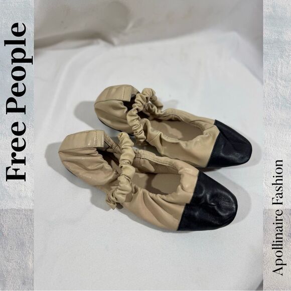 Free People Madeline Ballerina Beige and Black Ballet Flats Size 9 NWT - Picture 3 of 7